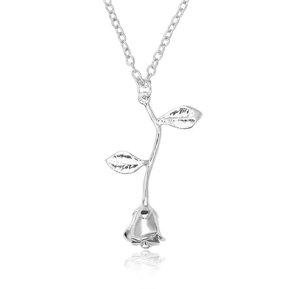 Alloy Flower Pendant Clavicle Necklace With Electroplating And Cross Chain Style For Ladies