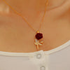 Alloy Flower Pendant Clavicle Necklace With Electroplating And Cross Chain Style For Ladies