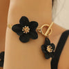 Alloy Flower Pendant Necklace And Earrings For Women Electroplated