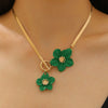 Alloy Flower Pendant Necklace And Earrings For Women Electroplated