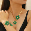 Alloy Flower Pendant Necklace And Earrings For Women Electroplated