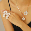Alloy Flower Pendant Necklace And Earrings For Women Electroplated