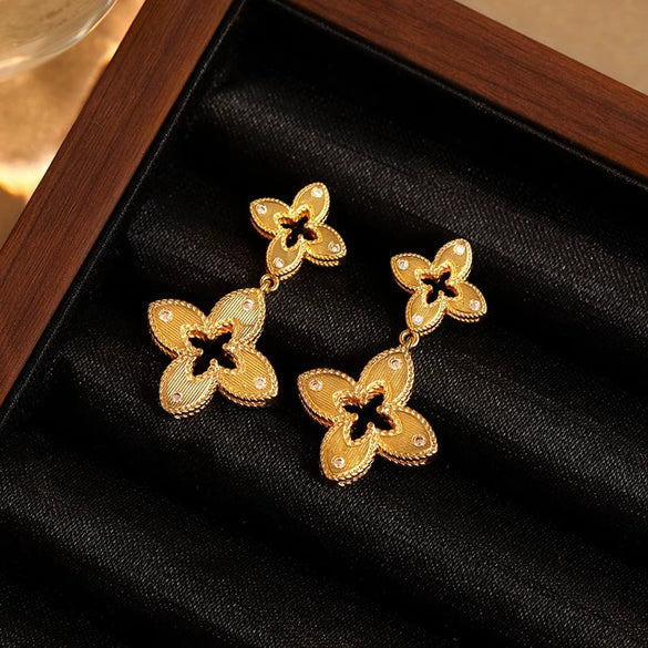 Alloy Flower Retro Electroplated Women's Earrings