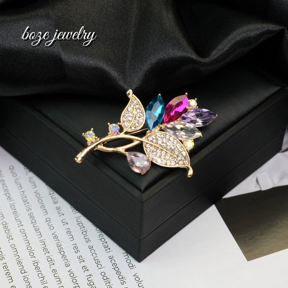 Alloy Flower Shape Rhinestone Brooch Electroplated Unisex