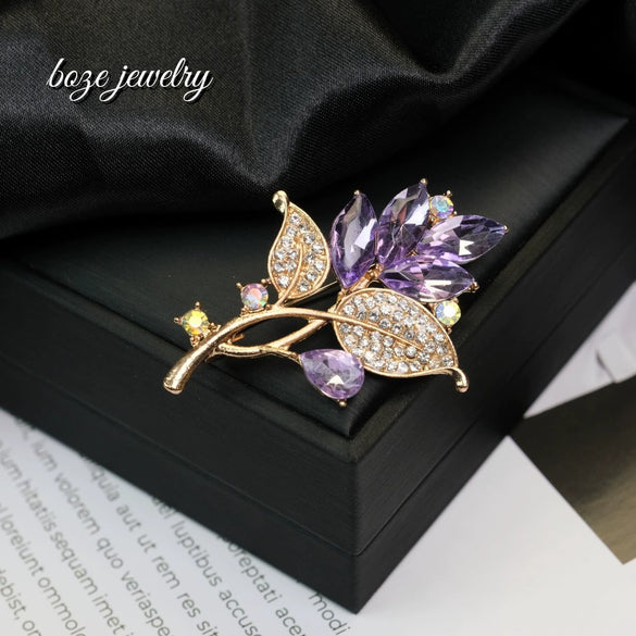 Alloy Flower Shape Rhinestone Brooch Electroplated Unisex