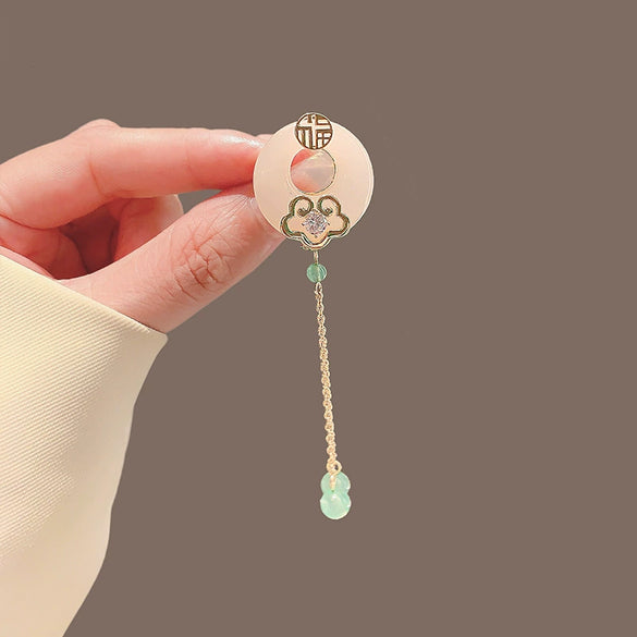 Alloy Flower Shaped Electroplated Brooch For Women Ancient Style Tassel