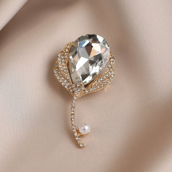 Alloy Flower Shaped Electroplated Women's Tulip Brooch Minimalist Style High End Coat Accessory