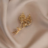 Alloy Flower Shaped Minimalist Women's Rhinestone Brooch With Electroplating