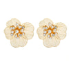 Alloy Flower Stud Earrings For Women Set With Pearls