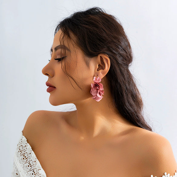 Alloy Flower Style Electroplated Women's Earrings