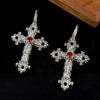 Alloy Flower Vine Cross Stud Earrings For Women Geometric Gothic Retro Hip Hop Exaggerated Electroplated
