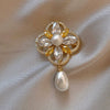 Alloy Flower Water Drop Pearl Women's Brooch With Electroplating Treatment