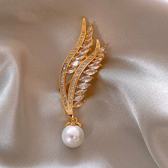 Alloy Flowers Electroplating Women's Wheat Pearl Brooch