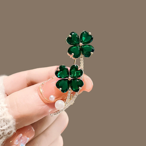 Alloy Fourleaf Clover Brooch For Women Electroplated Natural Style Suit Sweater Accessories