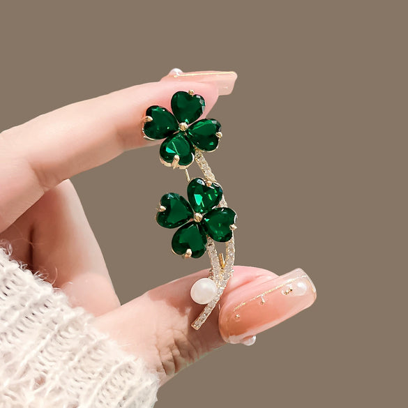 Alloy Fourleaf Clover Brooch For Women Electroplated Natural Style Suit Sweater Accessories