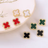 Alloy Fourleaf Clover Electroplated Women's Earrings Fashionable Jewelry With Flower Design