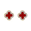 Alloy Fourleaf Clover Electroplating Flowers Earrings