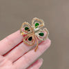 Alloy Fourleaf Clover Women's Electroplated Pin Brooch Accessories With Design Sense For Coat Decor