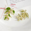Alloy Fresh Green Leaf Camellia Lily Beaded Accessories With Dripping Oil Design For Bracelet Necklace Earrings Diy Handmade