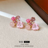 Alloy Fresh Style Flower Stud Earrings With Silver Needle Diamond Opal Crystal And Electroplating Treatment