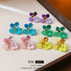 Alloy Fresh Style Flower Stud Earrings With Silver Needle Diamond Opal Crystal And Electroplating Treatment