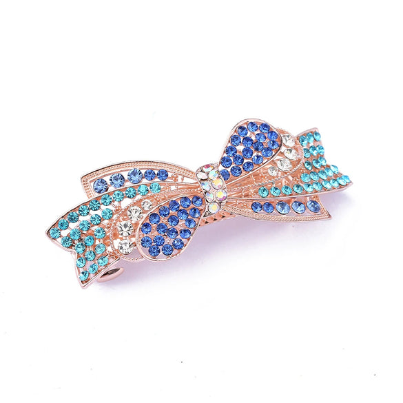 Alloy Fresh Sweet Flower Rhinestone Diamond Spring Clip Hairpin For Women