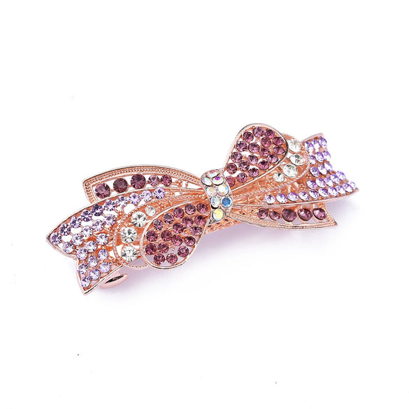 Alloy Fresh Sweet Flower Rhinestone Diamond Spring Clip Hairpin For Women