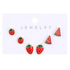 Alloy Fruit Earrings Cute Cartoon Cherry Watermelon Strawberry Electroplated For Women