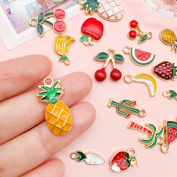 Alloy Fruit Food Style Dripping Oil Small Pendant Diy Jewelry Accessories