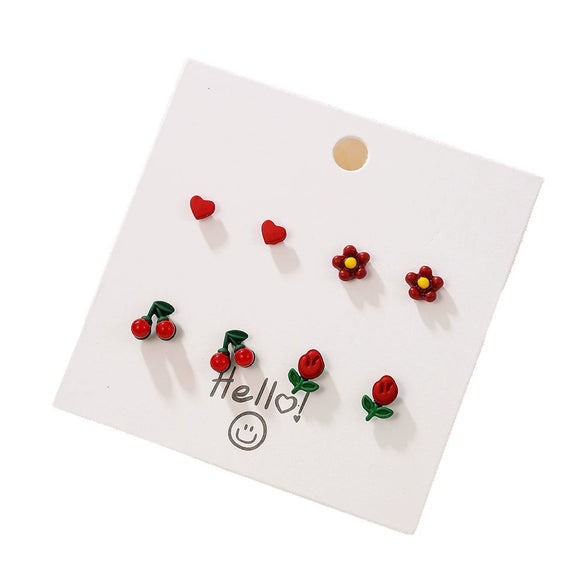 Alloy Fruit Shape Dripping Oil Design Women's Earrings Set