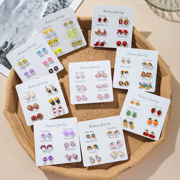 Alloy Fruit Shape Dripping Oil Design Women's Earrings Set