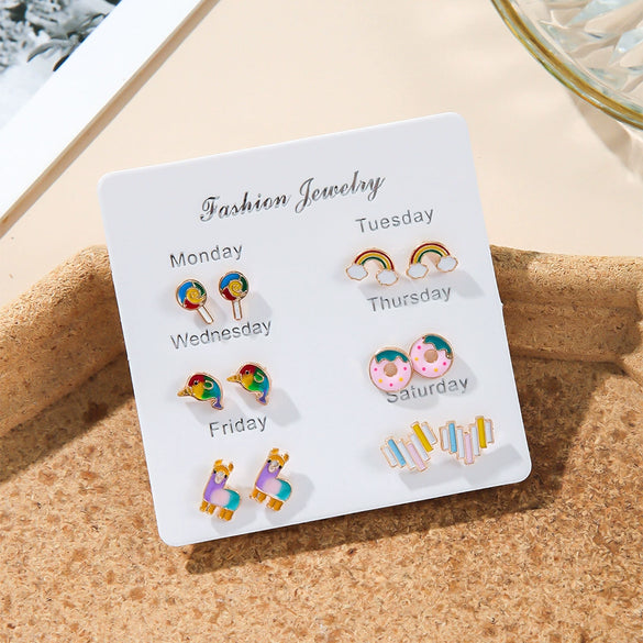 Alloy Fruit Shape Dripping Oil Design Women's Earrings Set