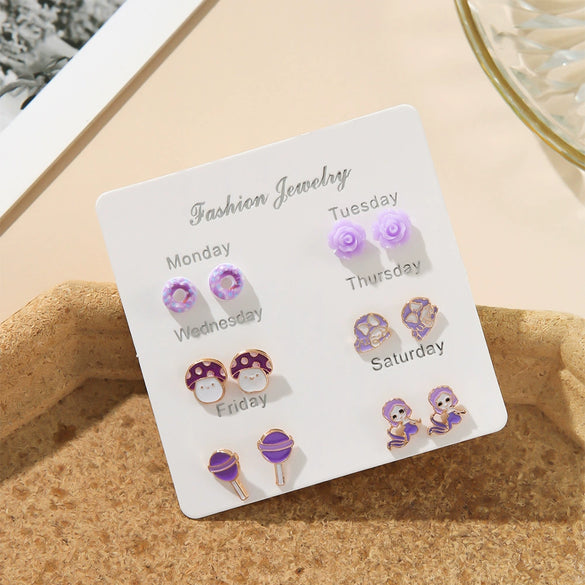 Alloy Fruit Shape Dripping Oil Design Women's Earrings Set