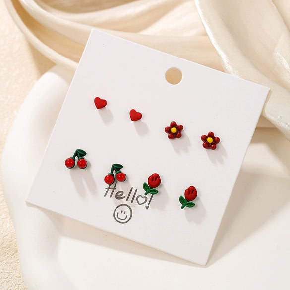 Alloy Fruit Shape Dripping Oil Design Women's Earrings Set