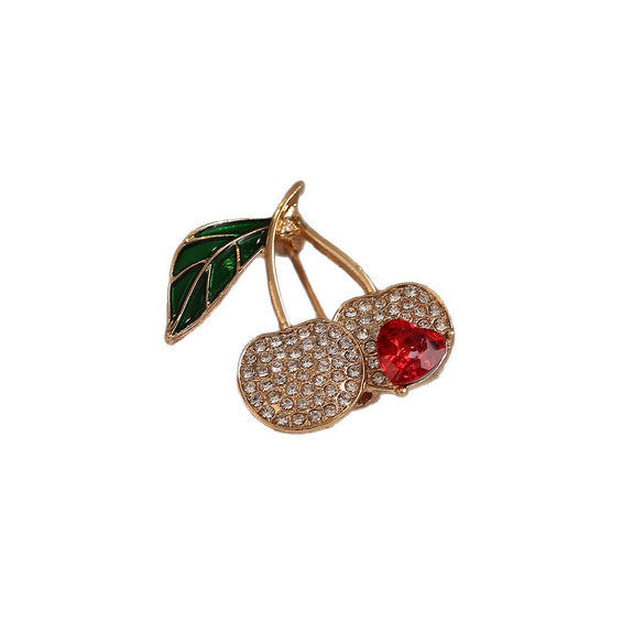 Alloy Fruit Shape Electroplated Women's Fashion Fresh Sweet Cute Cherry Brooch Original Design