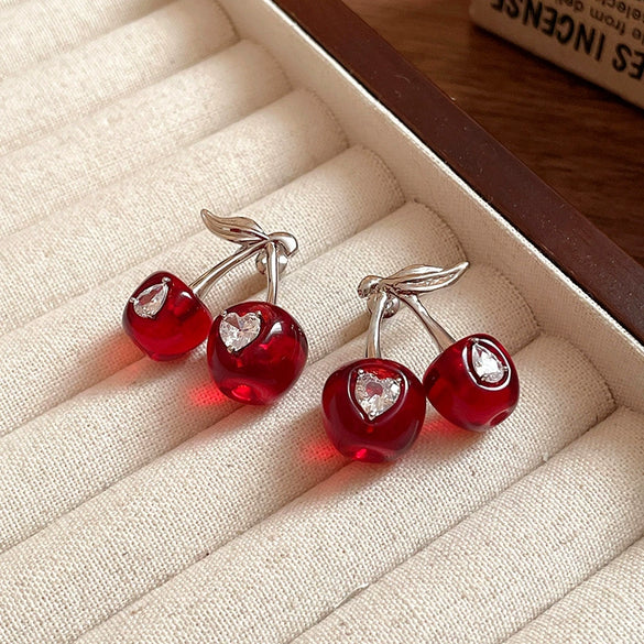 Alloy Fruit Shaped Diamond Set Women's Earrings
