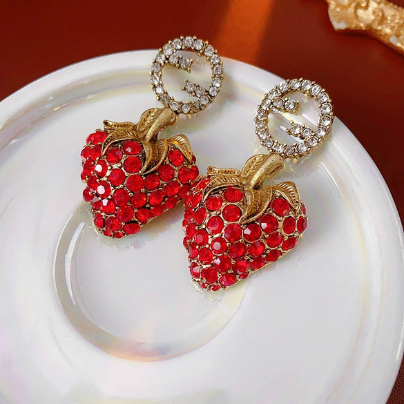 Alloy Fruit Shaped Diamond Set Women's Earrings