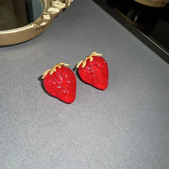 Alloy Fruit Shaped Diamond Set Women's Earrings