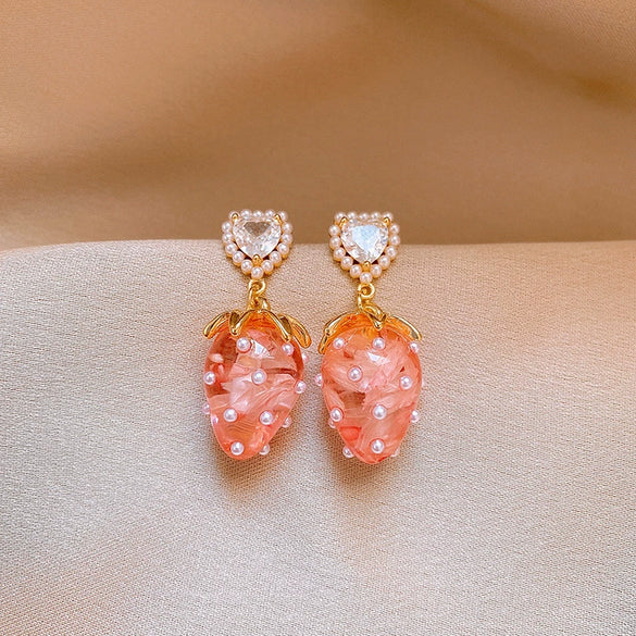 Alloy Fruit Shaped Diamond Set Women's Earrings