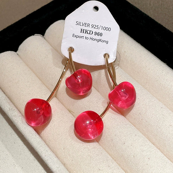 Alloy Fruit Shaped Diamond Set Women's Earrings