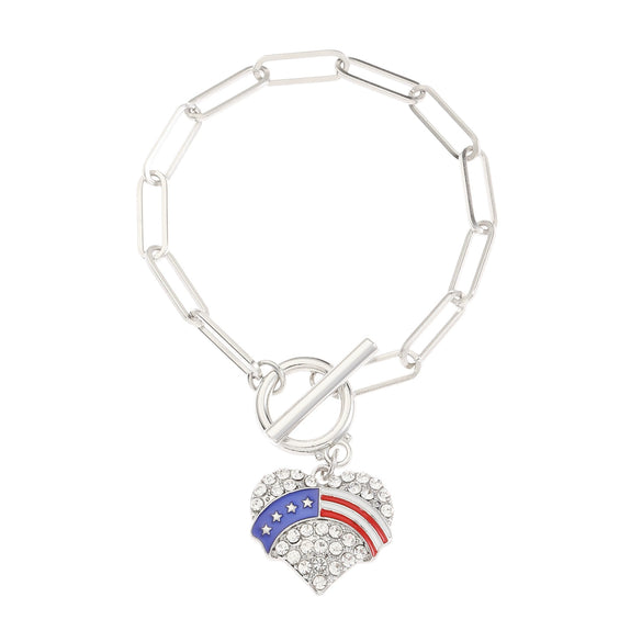 Alloy Geometric American Flag Fivepointed Star Chain Bracelet Electroplated Unisex