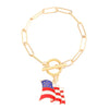 Alloy Geometric American Flag Fivepointed Star Chain Bracelet Electroplated Unisex