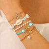 Alloy Geometric And Animal Style Handmade Beaded Chain Conch Starfish Bracelet For Women
