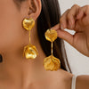 Alloy Geometric And Flower Patterned Electroplated Threedimensional Ginkgo Leaf Women's Earrings