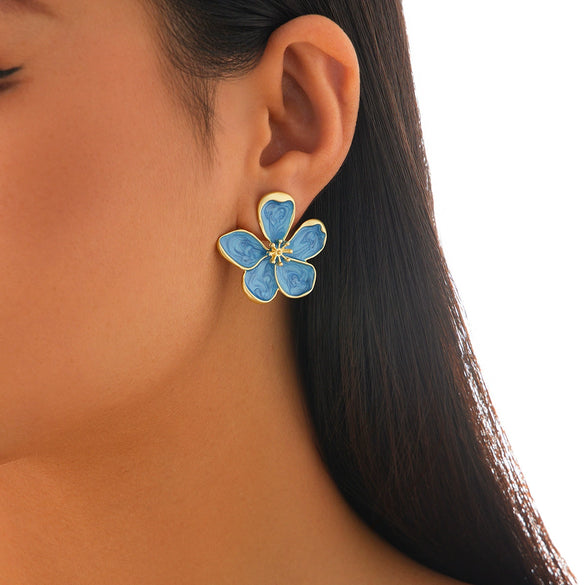 Alloy Geometric And Flower Patterned Electroplated Threedimensional Ginkgo Leaf Women's Earrings
