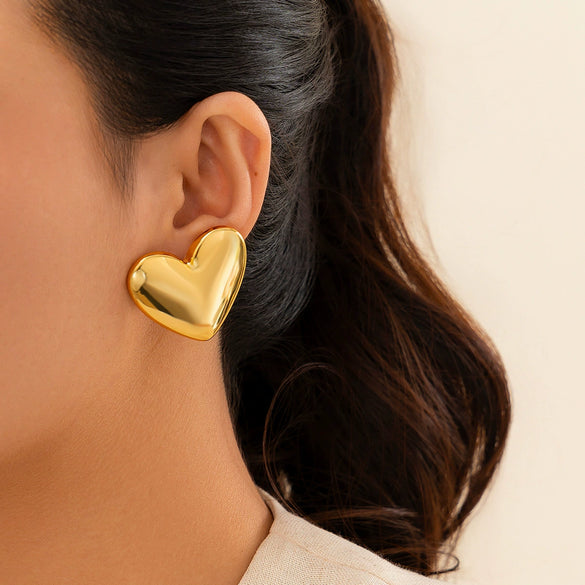 Alloy Geometric And Heart Shape Liquid Love Tassel Earrings For Women With Electroplating