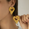 Alloy Geometric And Heart Shape Liquid Love Tassel Earrings For Women With Electroplating
