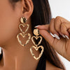 Alloy Geometric And Heart Shape Liquid Love Tassel Earrings For Women With Electroplating