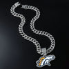 Alloy Geometric Animal Wolf Pendant Cuban Chain Necklace For Men With Diamond