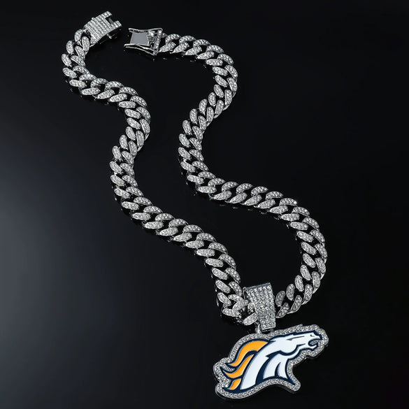 Alloy Geometric Animal Wolf Pendant Cuban Chain Necklace For Men With Diamond
